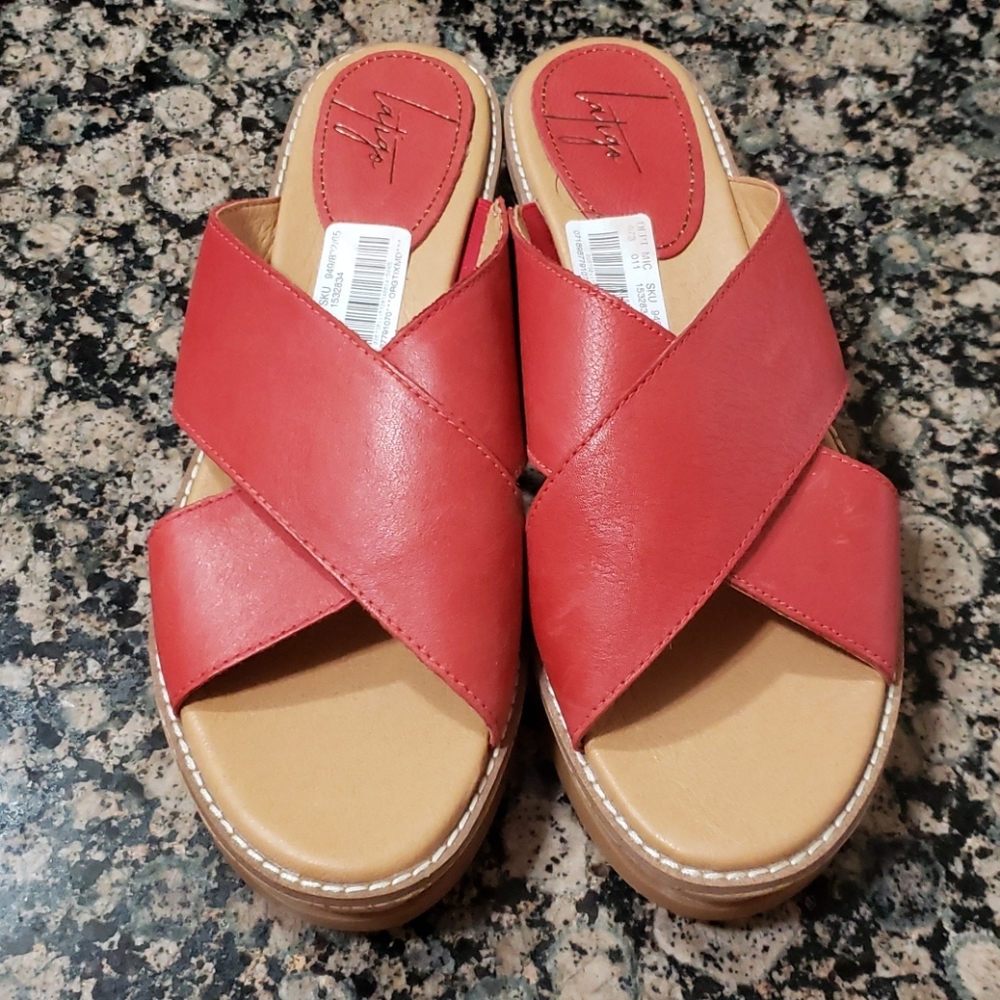 Red leather sandals